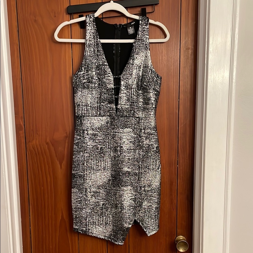 Black and Silver Women's Mini Cocktail Party Dress